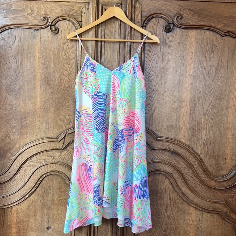Lilly Pulitzer Clara Multi Roar of The Seas Asymmetric Hem Slip Dress - Picture 14 of 15